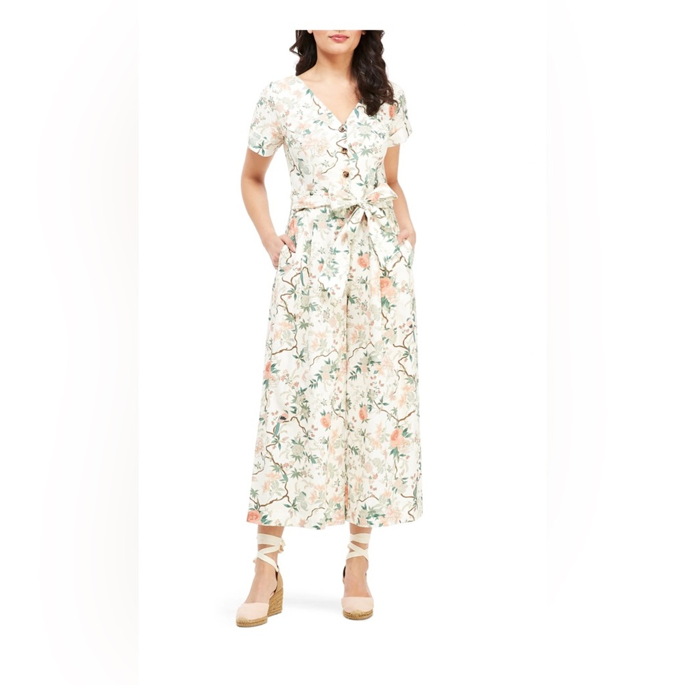 Gal Meets Glam Collection Sophia Button Front Jumpsuit LIKE NEW